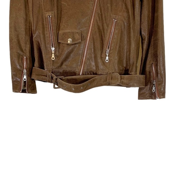 AS by DF Leather Moto Bomber Jacket Size Small - Picture 4 of 11
